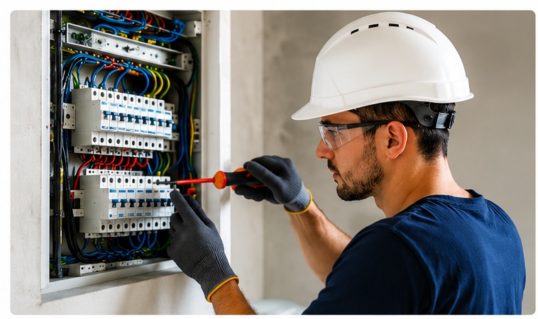 Elektriker bei der Arbeit